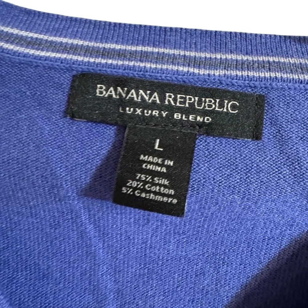 Banana Republic Luxury Blend Purple Sweater Knit V-neck Silk Cashmere Classic L